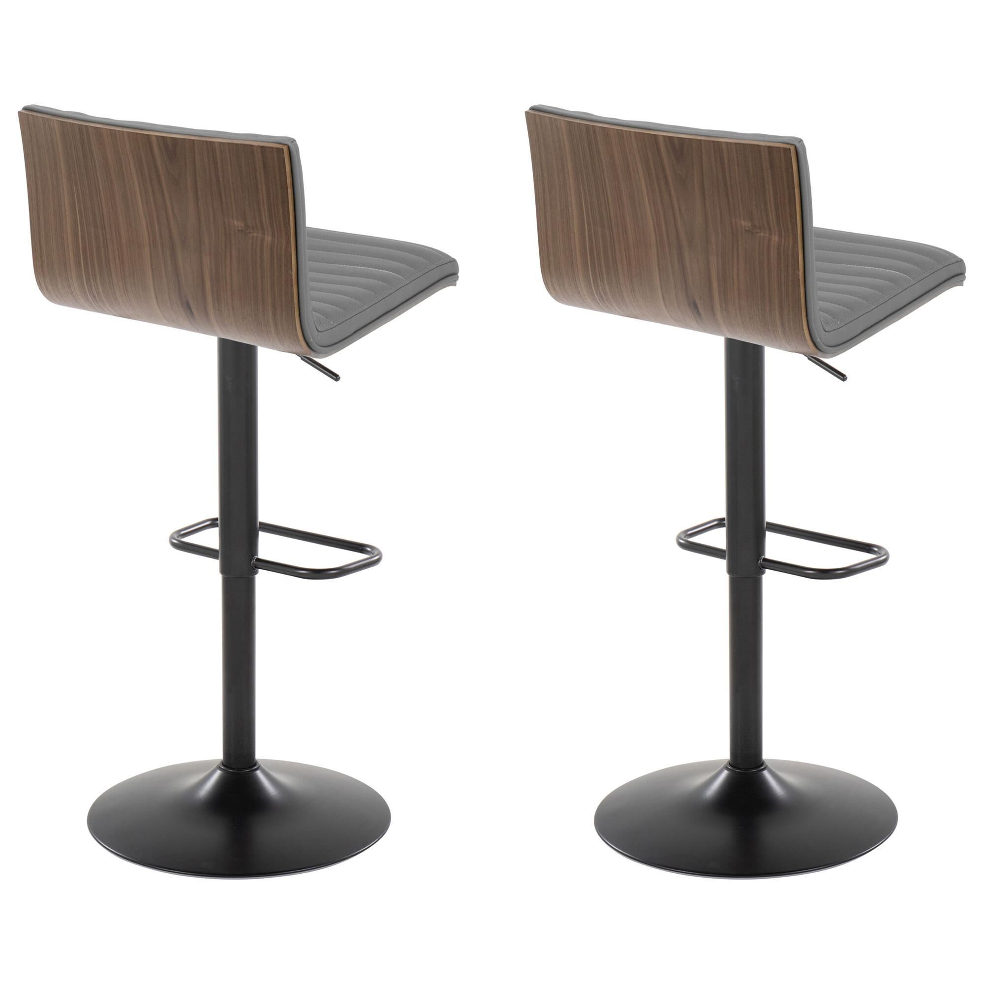 Lumisource Mason Adjustable Swivel Barstool with Grey Faux Leather