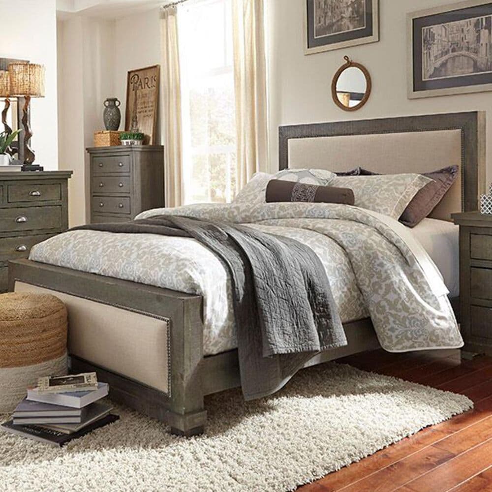 Tiddal Home Willow Queen Upholstered Bed in Distressed Dark Gray, , large