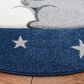 Safavieh Carousel Animals 5"3" Round Navy and Grey Kids Area Rug, , large