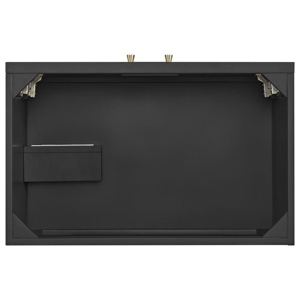 37B Isadore 30" Single Bathroom Vanity Cabinet in Tricorn Black and White Composite Stone Top and Backsplash, , large