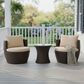 Hearth and Haven Kono 3-Piece Outdoor Chat Set with Dark Brown Glass-Top Hourglass Side Table in Ivory, , large