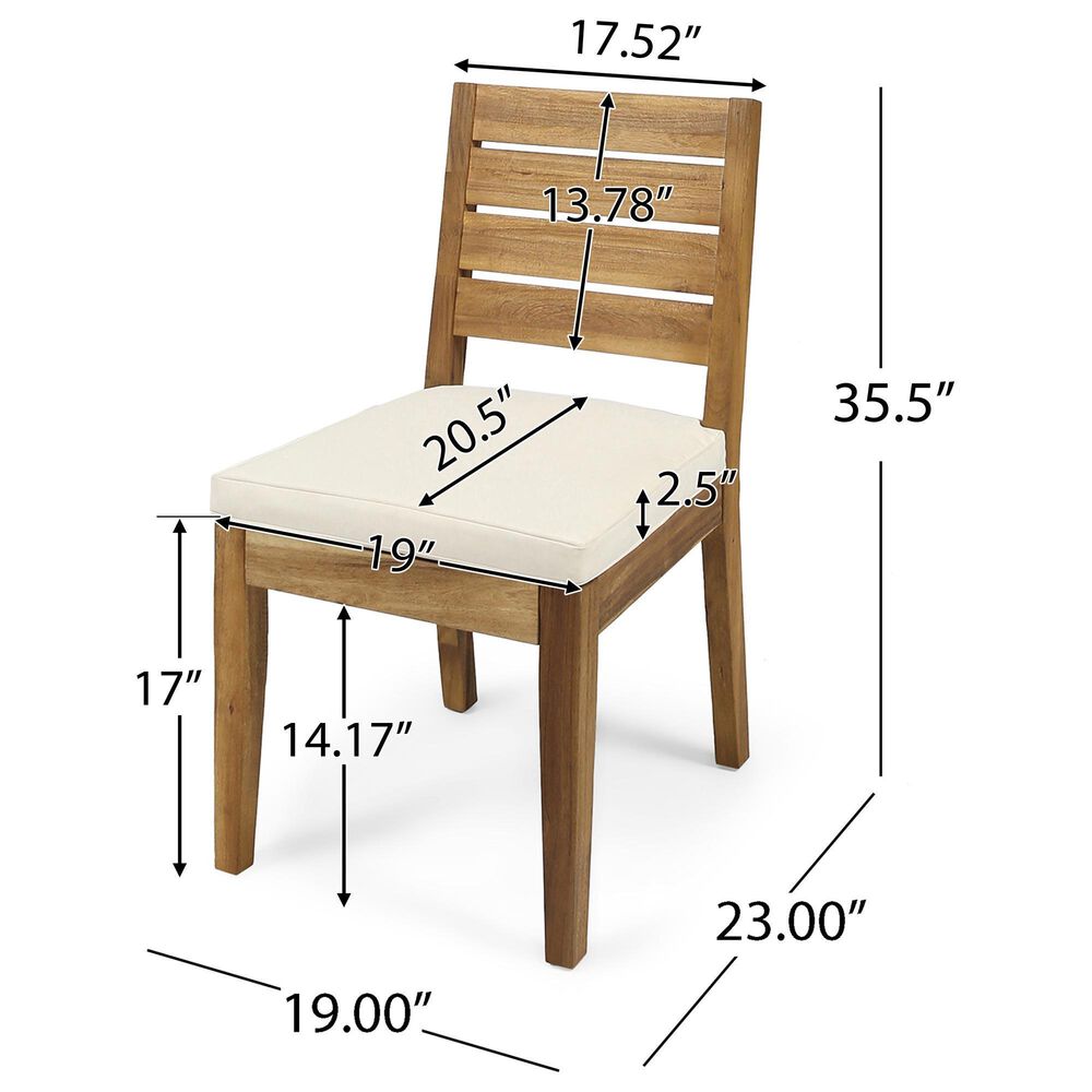 Hearth and Haven Outdoor Armless Dining Chair with Natural Frame in Beige (Set of 2), , large