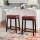 Linon Home Decor Claridge Counter Stool with Red Cushion in Dark Brown, , large