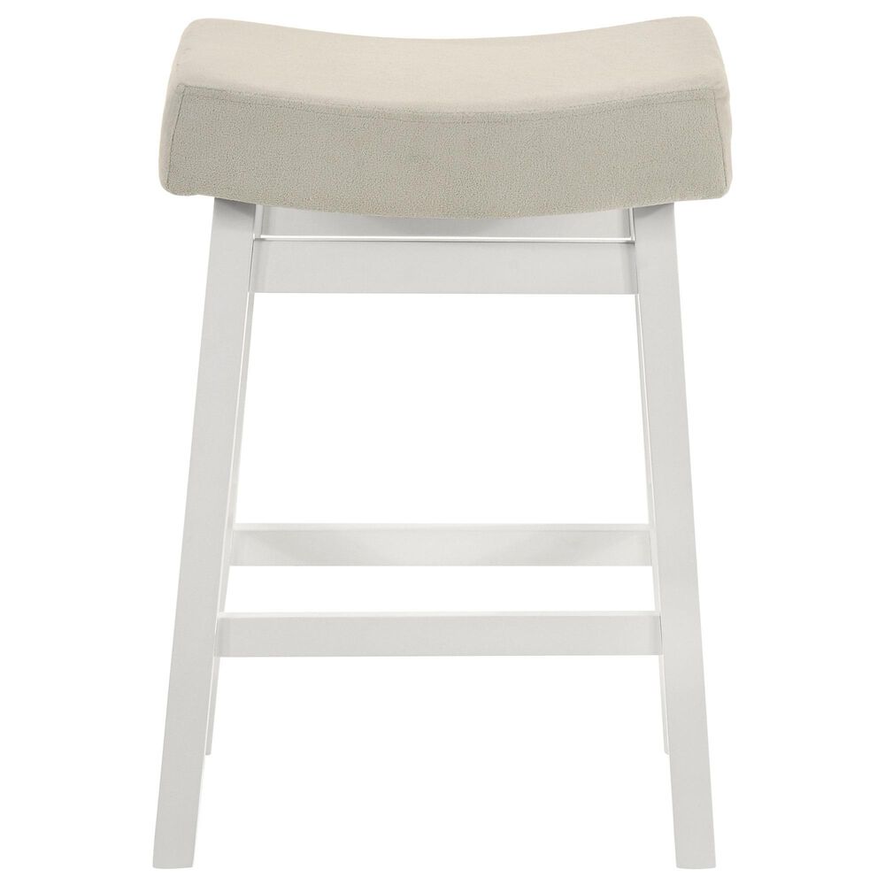 Armen Living Lenon Counter Height Stool in White, , large