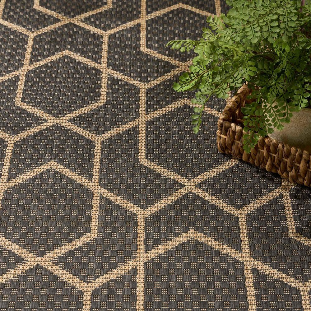 Nourison Horizon HOZ01 Charcoal 3&#39; x 5&#39; Indoor/Outdoor Area Rug, , large
