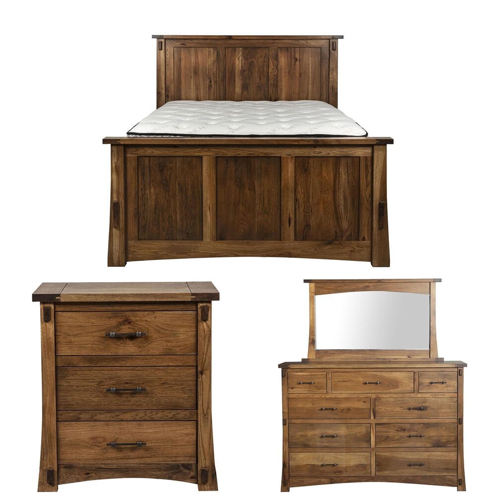 Briarwood LLC Jack and Jill 4 Piece King Bedroom Set in Rustic Hickory Cappuccino, , large