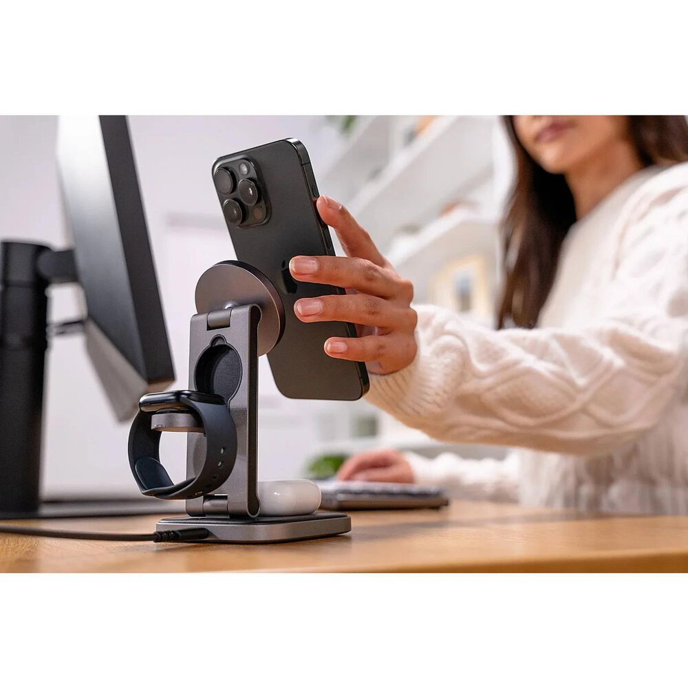 Satechi 3-in-1 Foldable Qi2 Wireless Charging Stand in Space Gray, , large