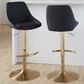 LumiSource Diana Adjustable Barstool with Black Faux Leather Upholstery in Gold (Set of 2), , large