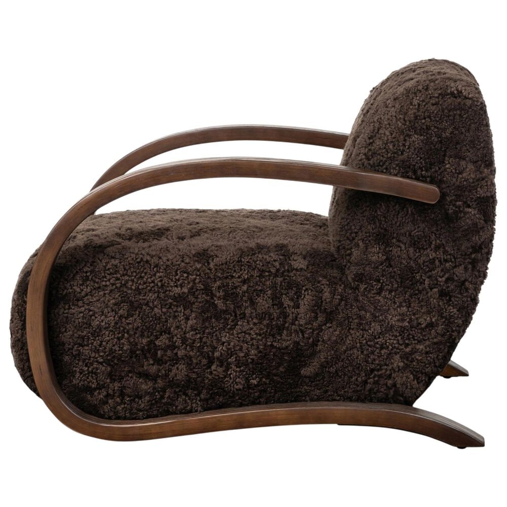 Four Hands Burke Arm Chair in Cocoa Shearling, , large