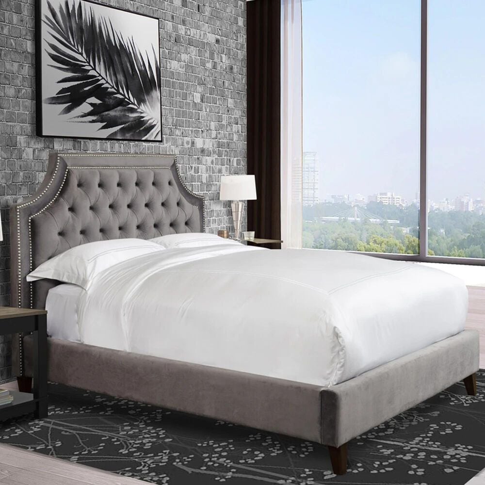 Simeon Collection Jasmine King Upholstered Bed in Flannel, , large
