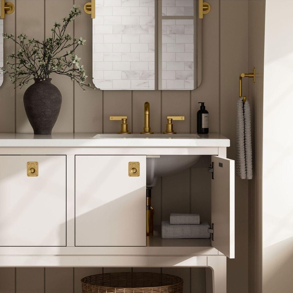 Kohler Seagrove 36" Single Bathroom Vanity in Light Clay with 3 cm White Quartz Top and Rectangular Sink, , large