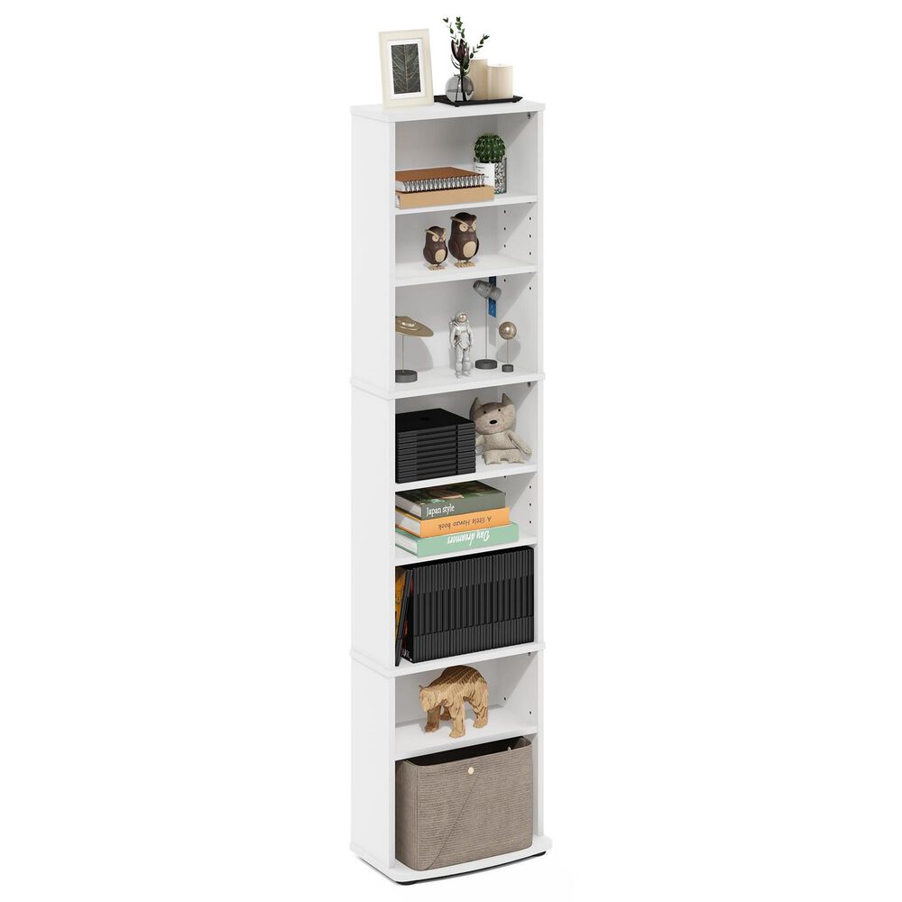 HOMLUX 8-Tier Multimedia Storage Tower with Adjustable Shelves in White, , large