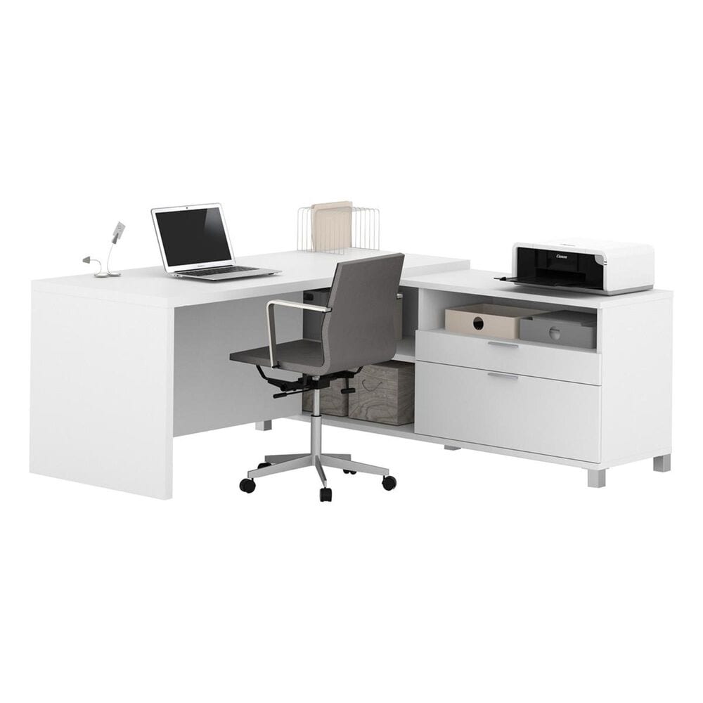 Bestar Pro-Linea L-Desk in White, , large