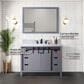 Lexora Home Marsyas 48" Single Bathroom Vanity in Dark Grey with White Carrara Marble Top and Rectangular Sink, , large