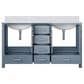 Lexora Home Jacques 60" Double Bathroom Vanity in Dark Grey with 2 cm White Carrara Marble Top and Rectangular Sinks, , large