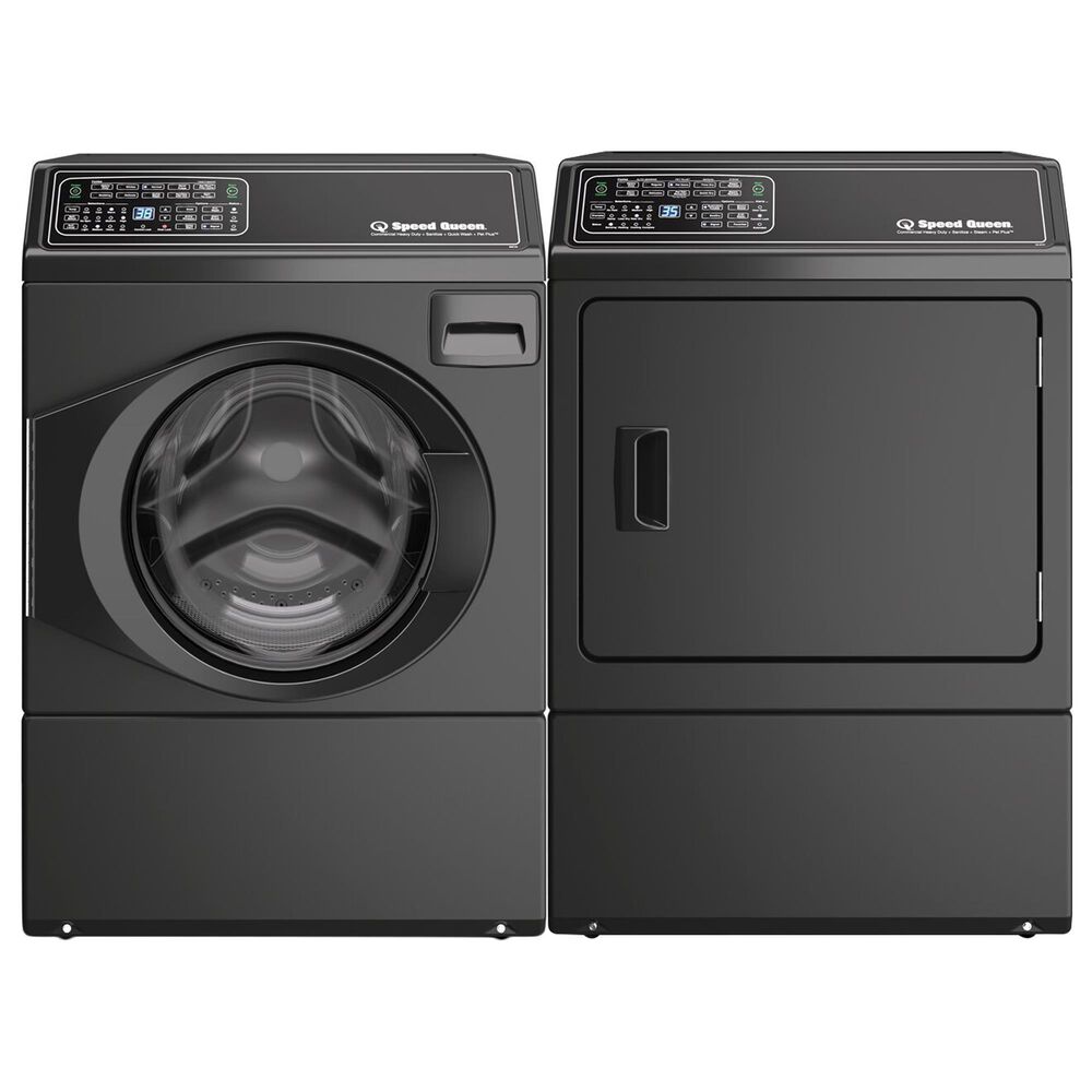 Speed Queen 3.5 Cu. Ft. Left-Hinged Front Load Washer and 7.0 Cu. Ft. Electric Dryer Laundry Pair in Matte Black, , large