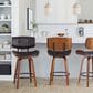 LumiSource Lombardi 26" Swivel Counter Stool with Espresso Faux Leather Upholstery in Walnut and Black (Set of 2), , large