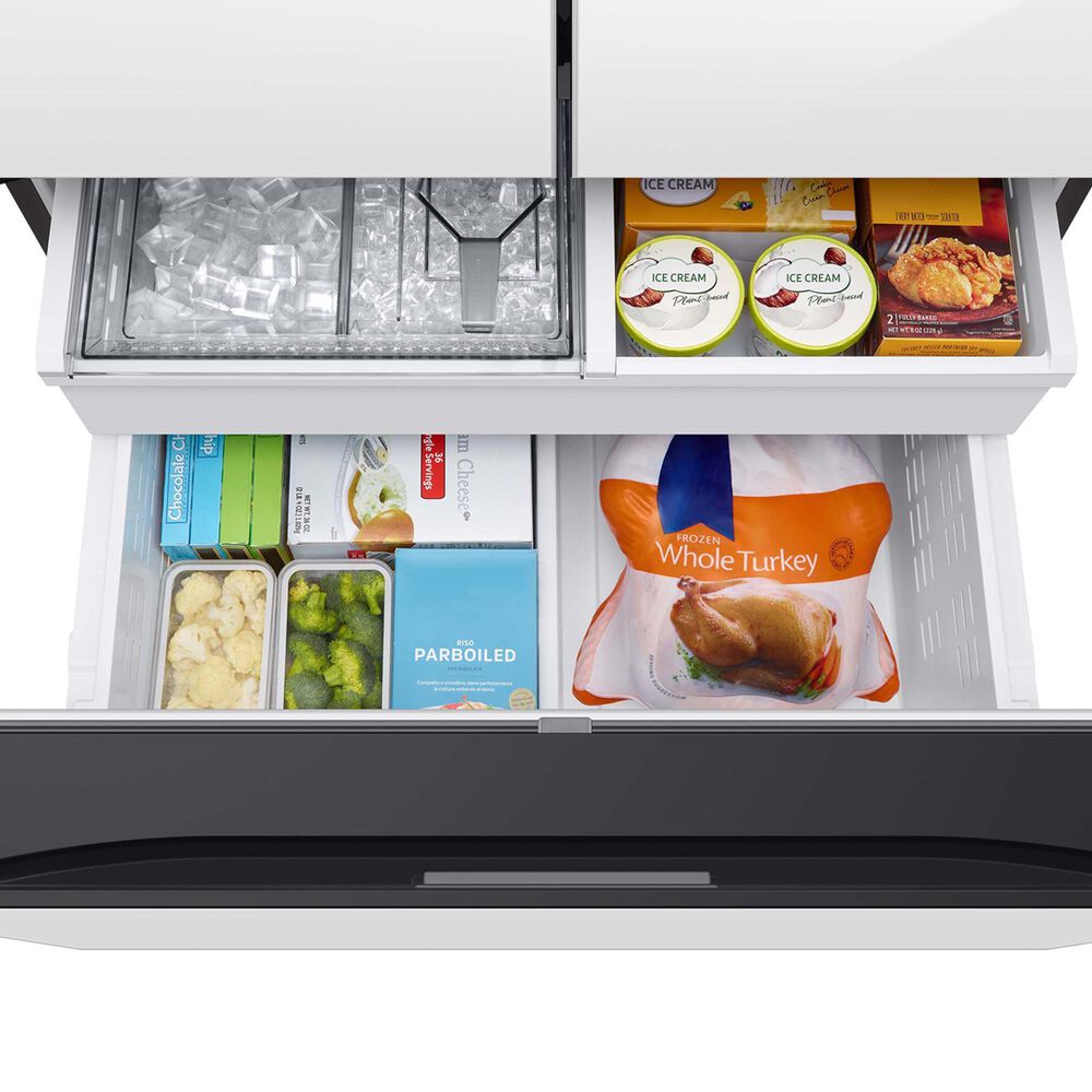 Samsung Bespoke Bespoke 30.1 Cu. Ft. 3-Door French Door Refrigerator - White Glass Panels Included, , large