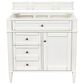 James Martin Vanities Brittany 36" Single Bathroom Vanity in Bright White with 3 cm Carrara White Marble Top and Rectangle Sink, , large