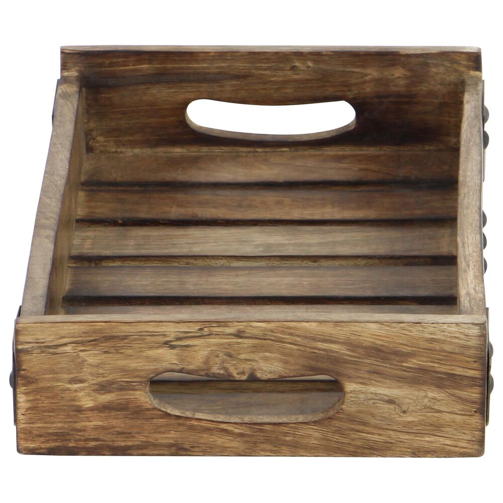Maple and Jade Farmhouse Wood Slat Tray in Brown &#40;Set of 3&#41;, , large