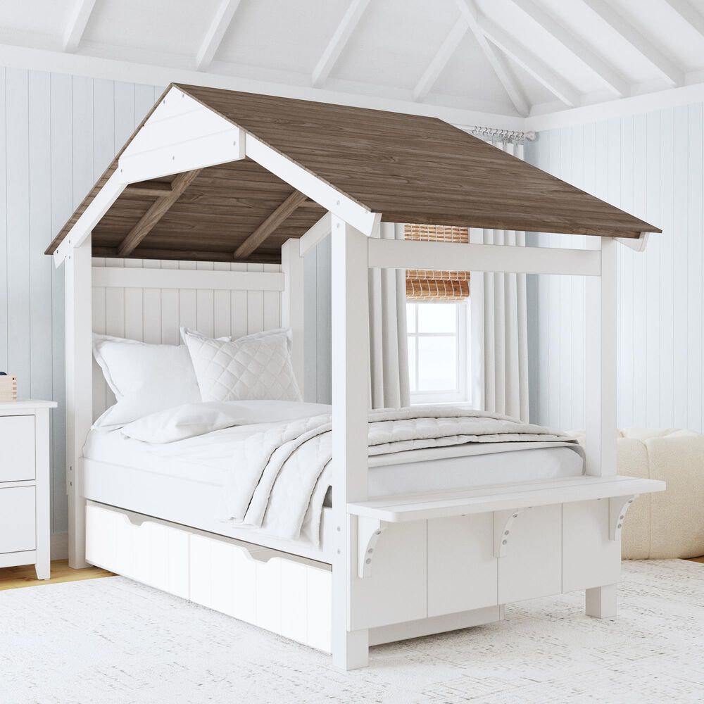 Eastern Shore Lodge Twin Bed with Full Roof in Cookies and Cream, , large