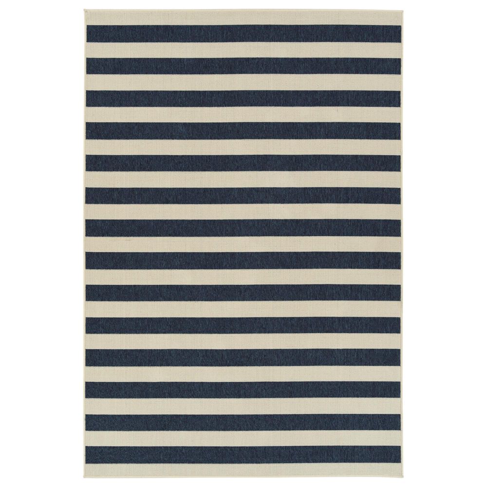 Kaleen Rugs Amalie Striped 2"2" x 8" Blue and Ivory Indoor/Outdoor Runner, , large