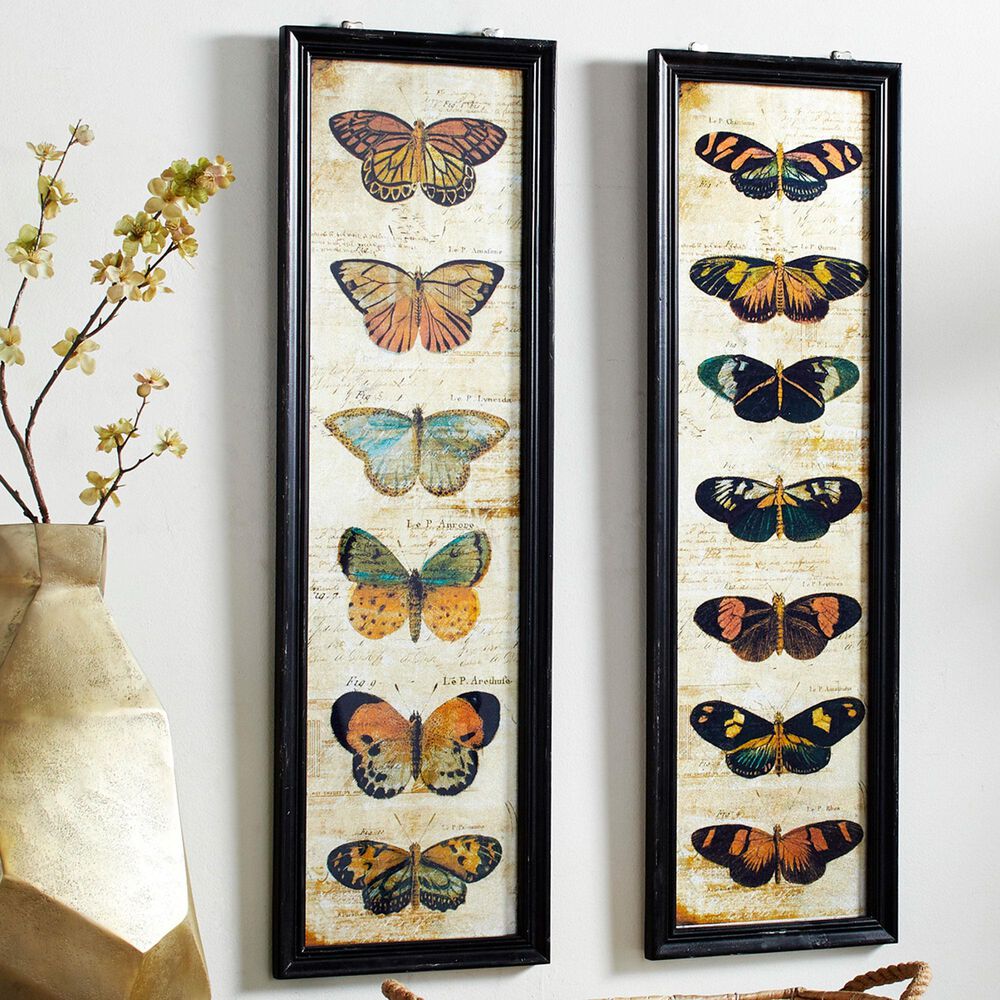 Maple and Jade 36&quot; x 11&quot; Butterfly Wall Art in Multicolor &#40;Set of 2&#41;, , large