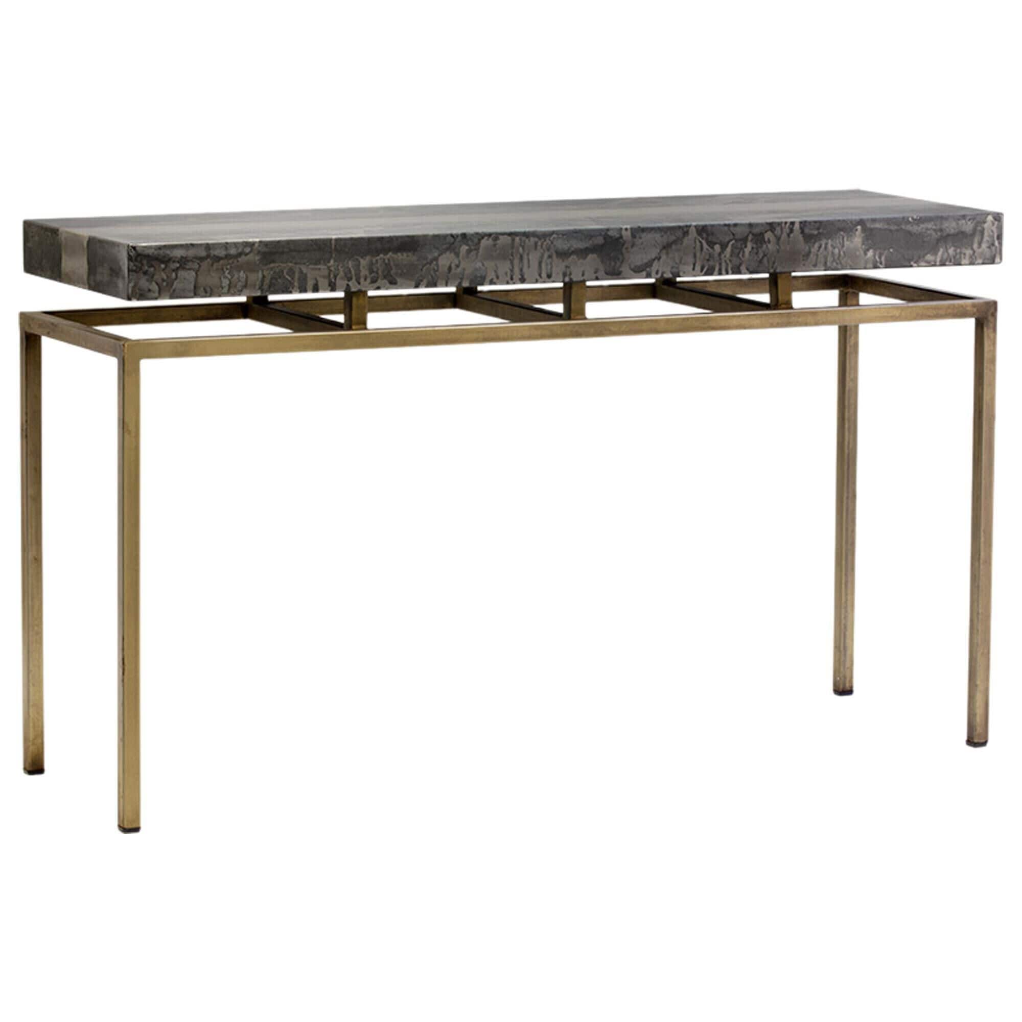 Black and brass shop console table