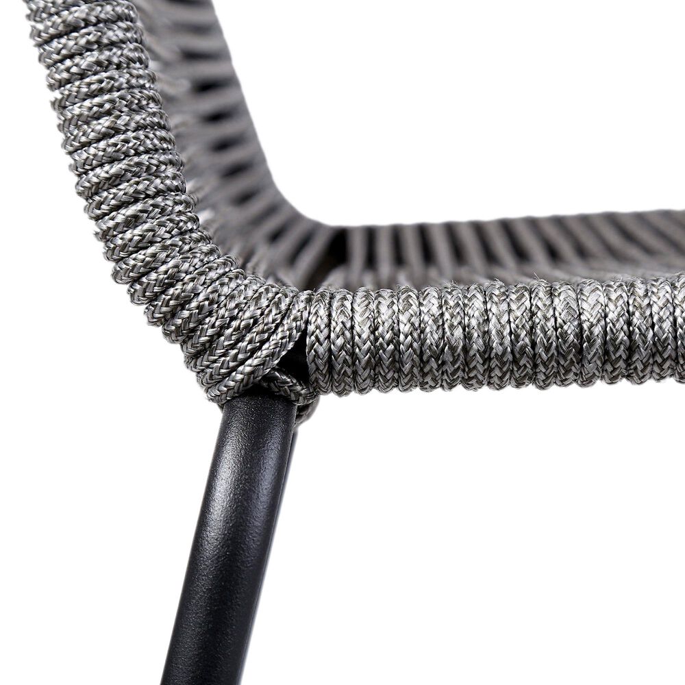 Blue River Shasta Outdoor Dining Chair with Gray Rope Seat in Black (Set of 2), , large