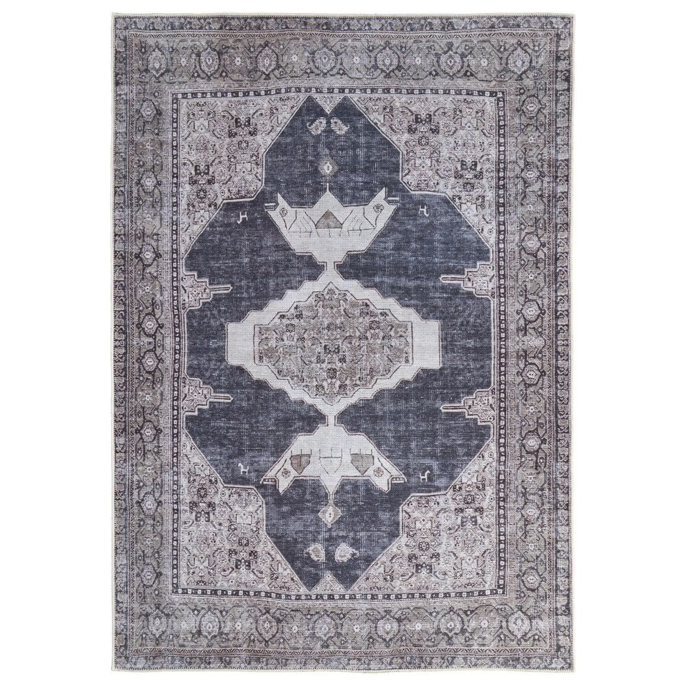 Feizy Percy 4" x 6" Charcoal and Ivory Area Rug, , large