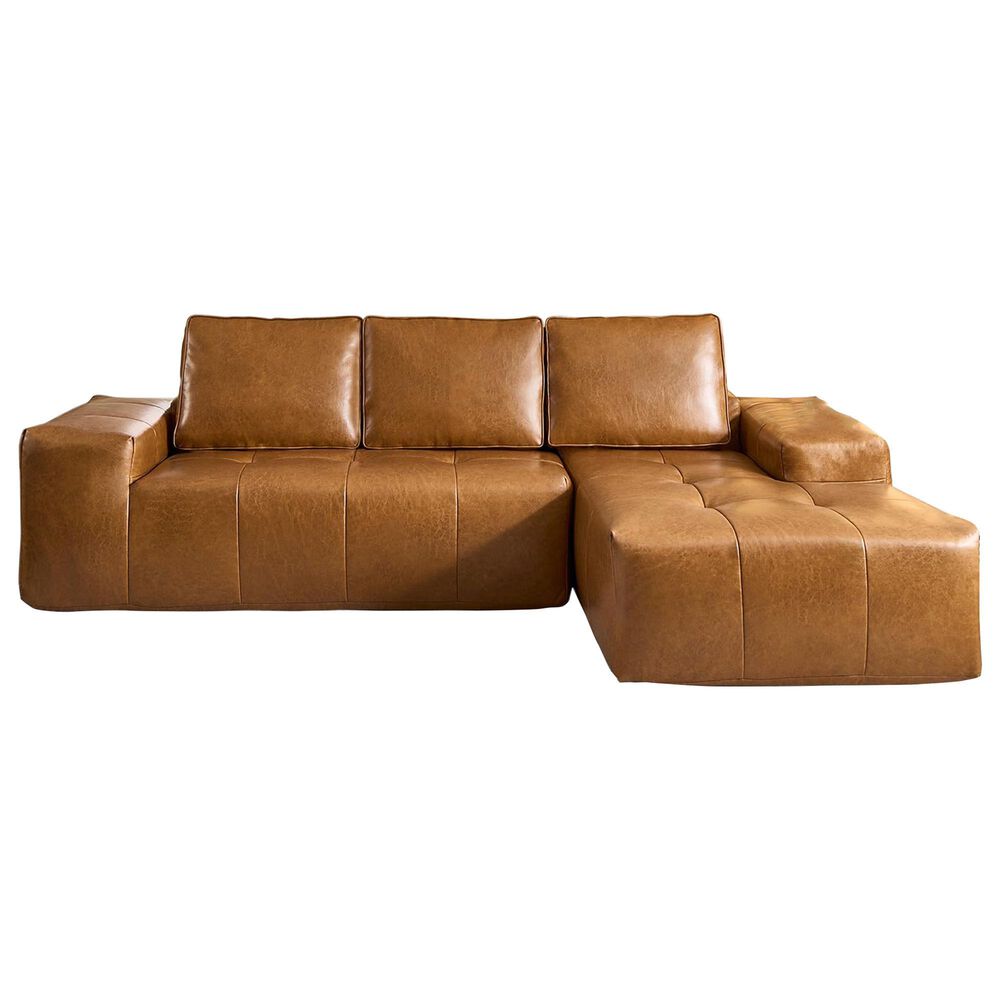 Noviland HOMLUX 2-Piece Mod Sectional with RAF Chaise in Brown, , large