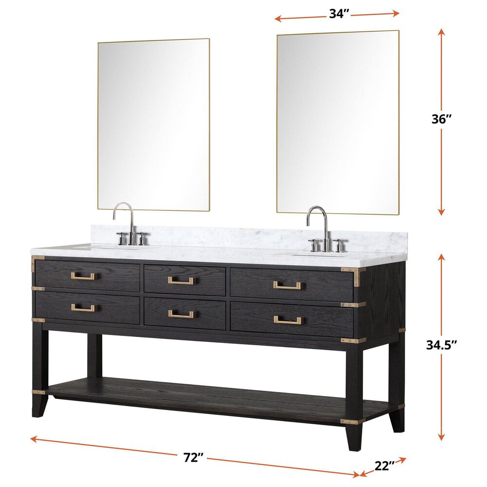 Lexora Home Norwalk 72&quot; Double Bathroom Vanity in Grey Oak with White Quartz Top and Rectangular Sinks, , large