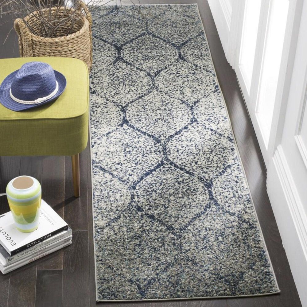 Safavieh Madison MAD604G 2&#39;3&quot; x 12&#39; Navy and Silver Runner, , large