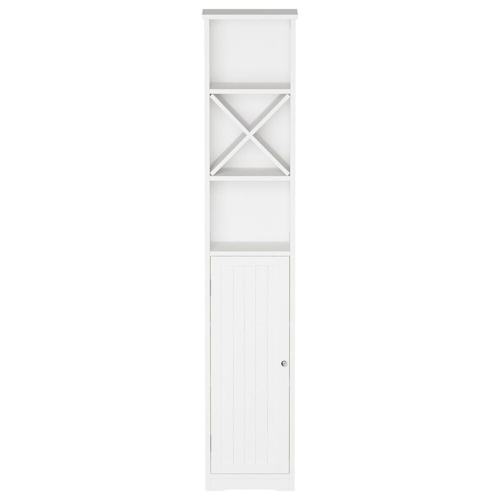 Timberlake Lavish Home 67" Tall Bathroom Storage in White/Silver NFM