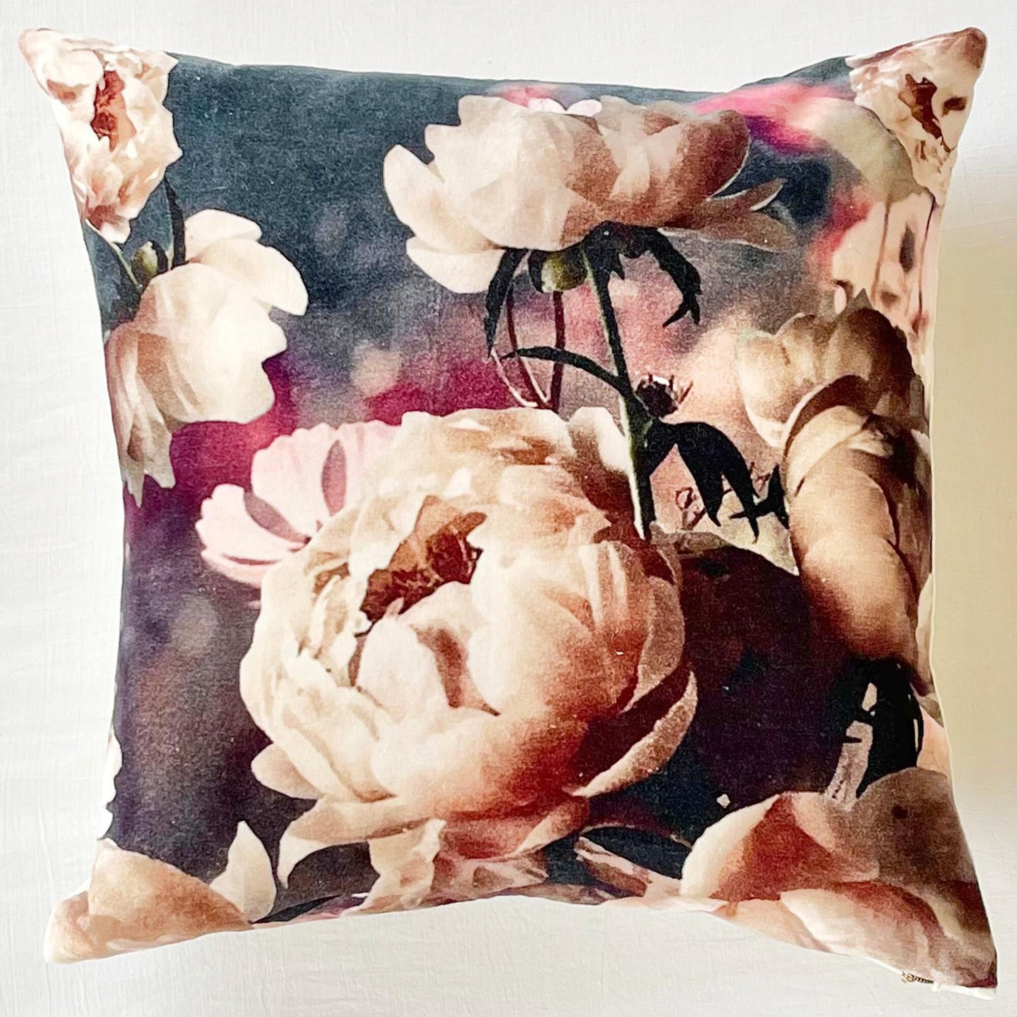 Patina Vie Bespoke Peony Rose 26 Square Throw Pillow in Blush