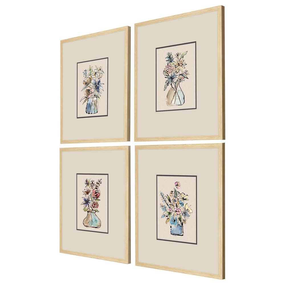 Paragon 18" x 20" Floral Sketch Wall Art in Blue (Set of 4), , large