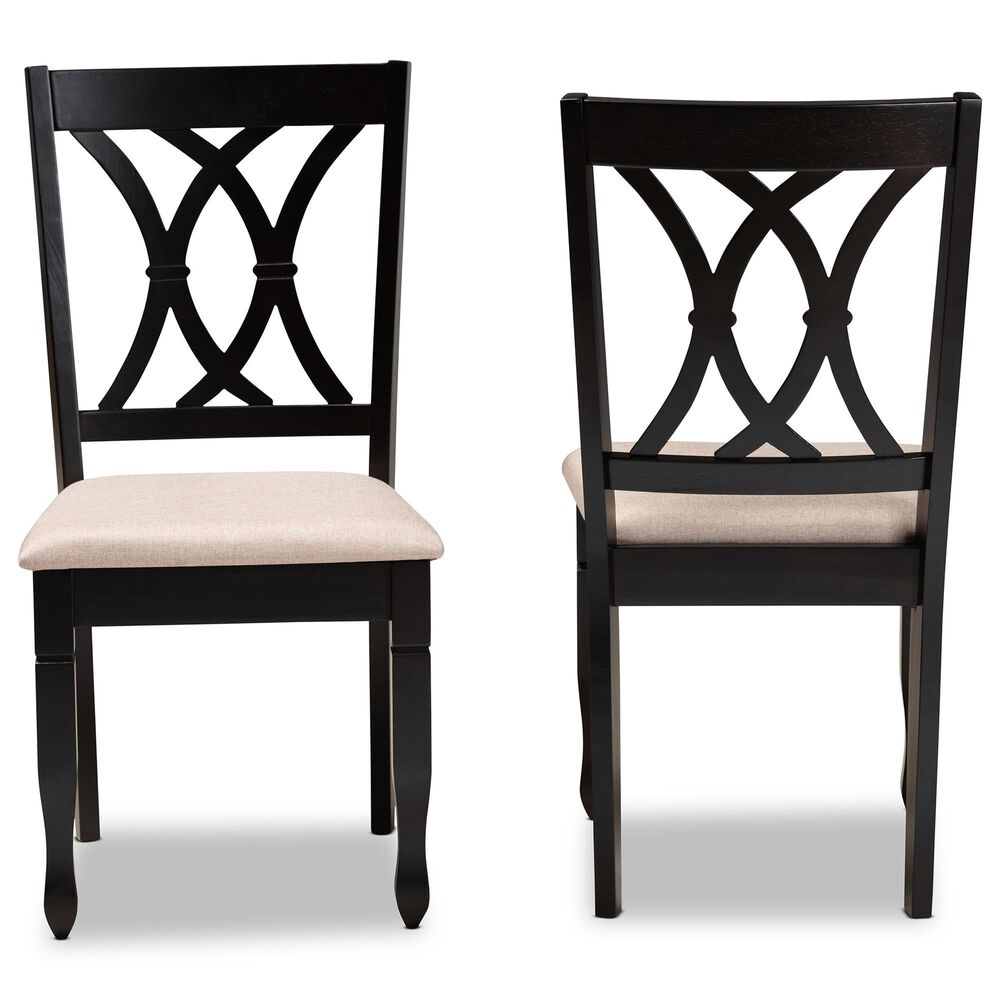 Baxton Studio Reneau Side Chair with Sand Cushion in Espresso Brown (Set of 2), , large