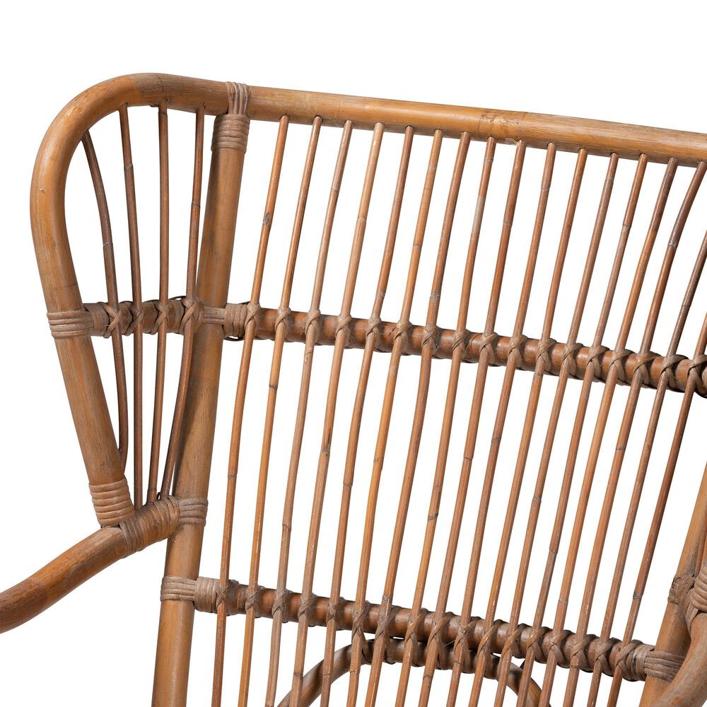 Baxton Studio Lamaria Rattan Arm Chair in Natural Brown Antique, , large