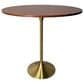 Leisuremod LeisureMod Verve Collection Modern Bar Height Table Brushed Gold Base with 48 Round Cognac Brown MDF Top, , large