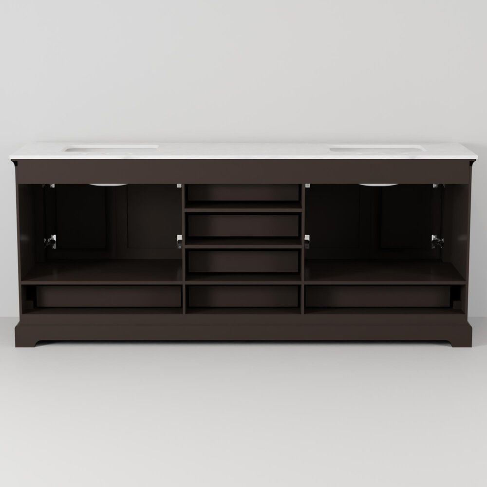 Lexora Home Dukes 80" Double Bathroom Vanity in Espresso with 2 cm White Quartz Top and Rectangular Sinks, , large