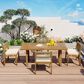 Hearth and Haven 5-Piece Outdoor Wooden Dining Set with U-Leg Table and Cushioned Chairs in Beige, , large