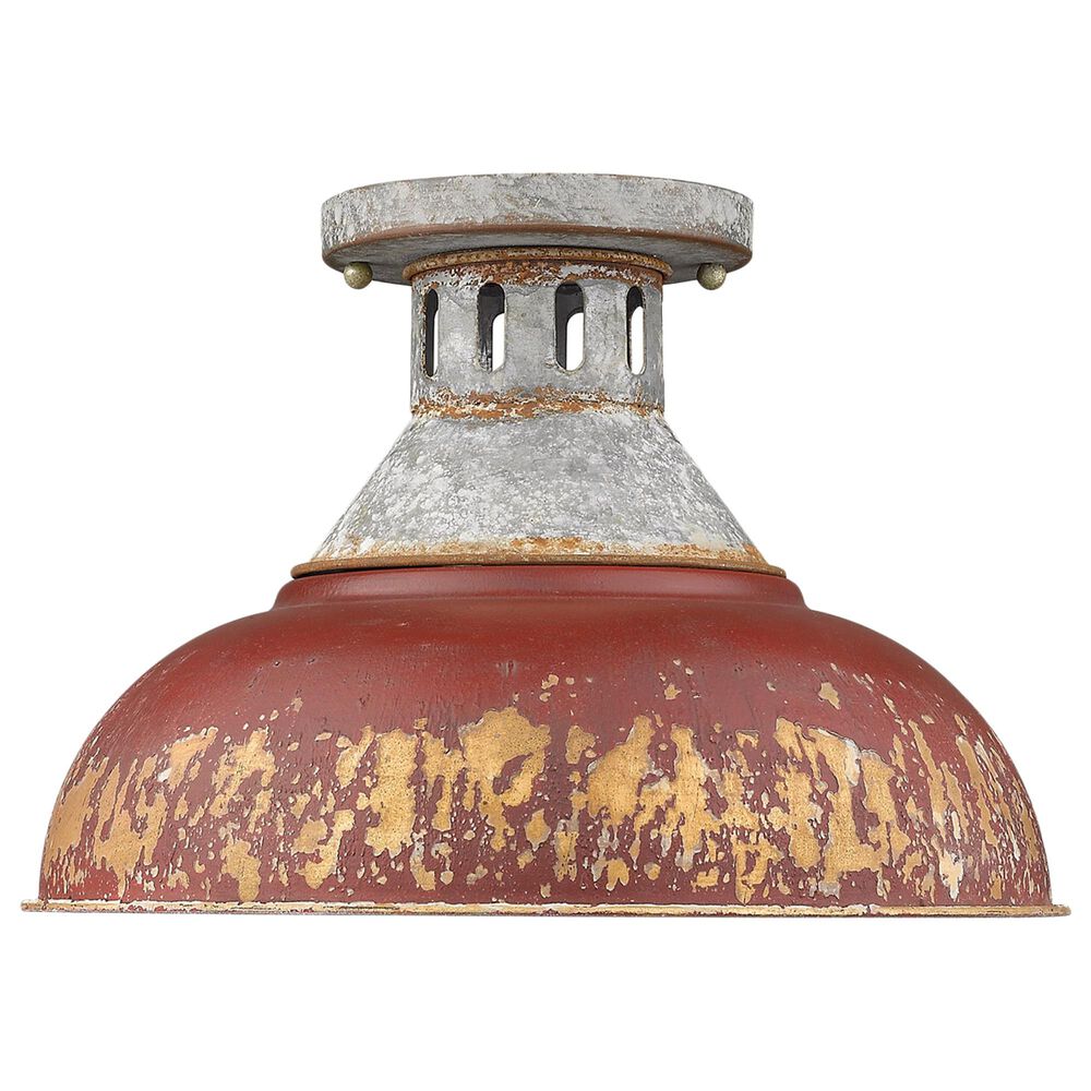 Golden Lighting Kinsley Semi-Flush in Aged Galvanized and Red, , large