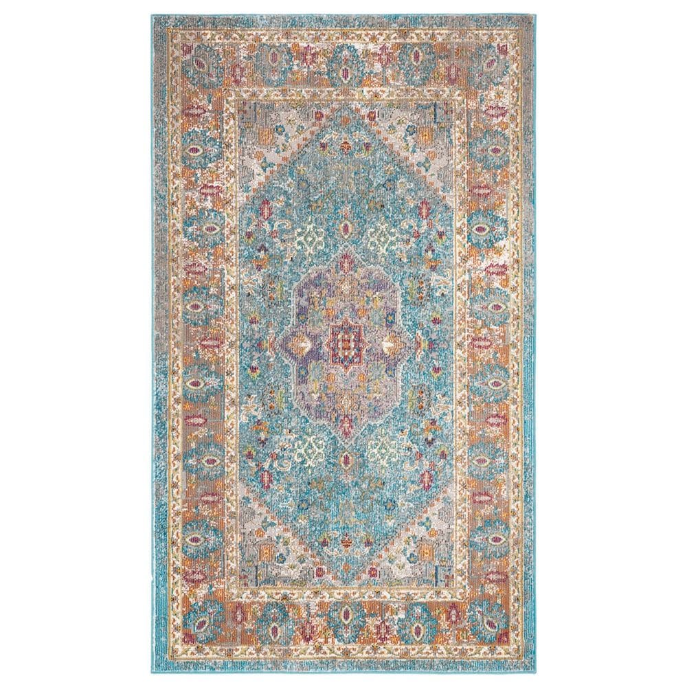 Safavieh Aria ARA100B 3" x 5" Blue and Creme Area Rug, , large