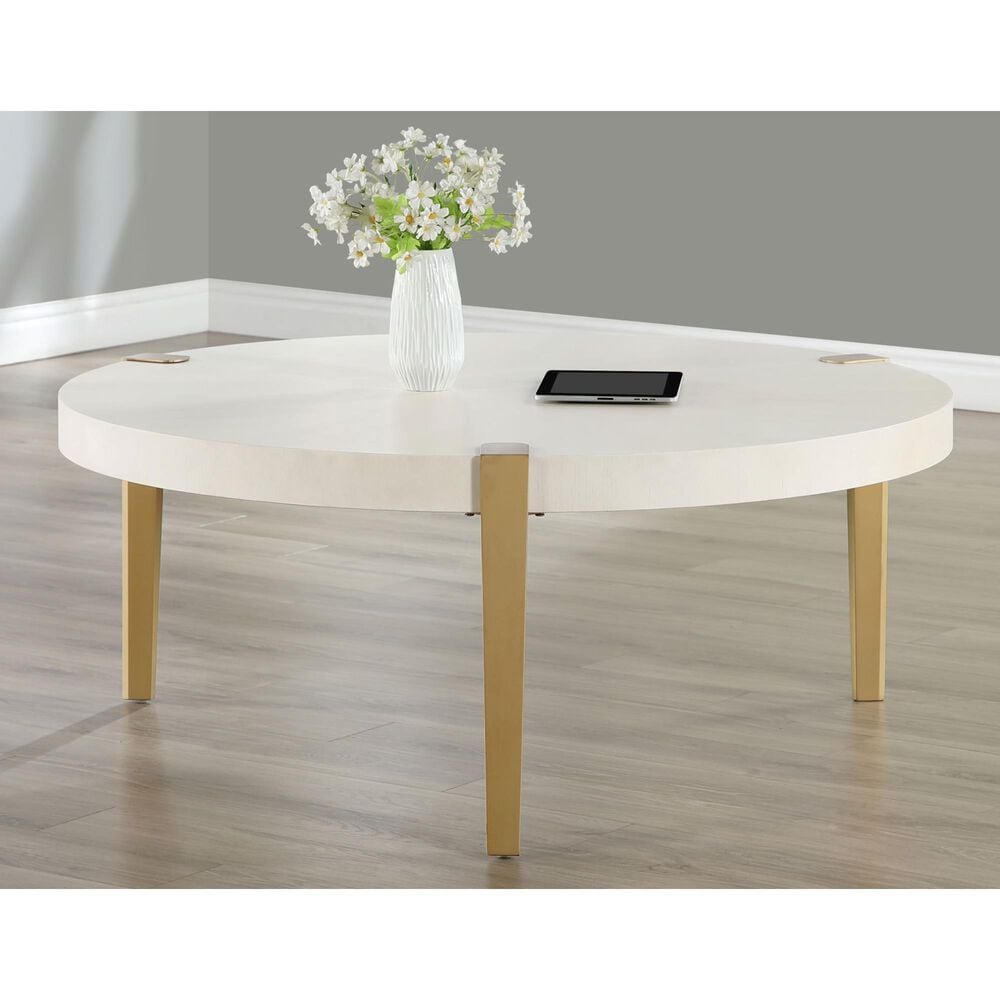 Steve Silver Cocktail Table in White/Gold, , large