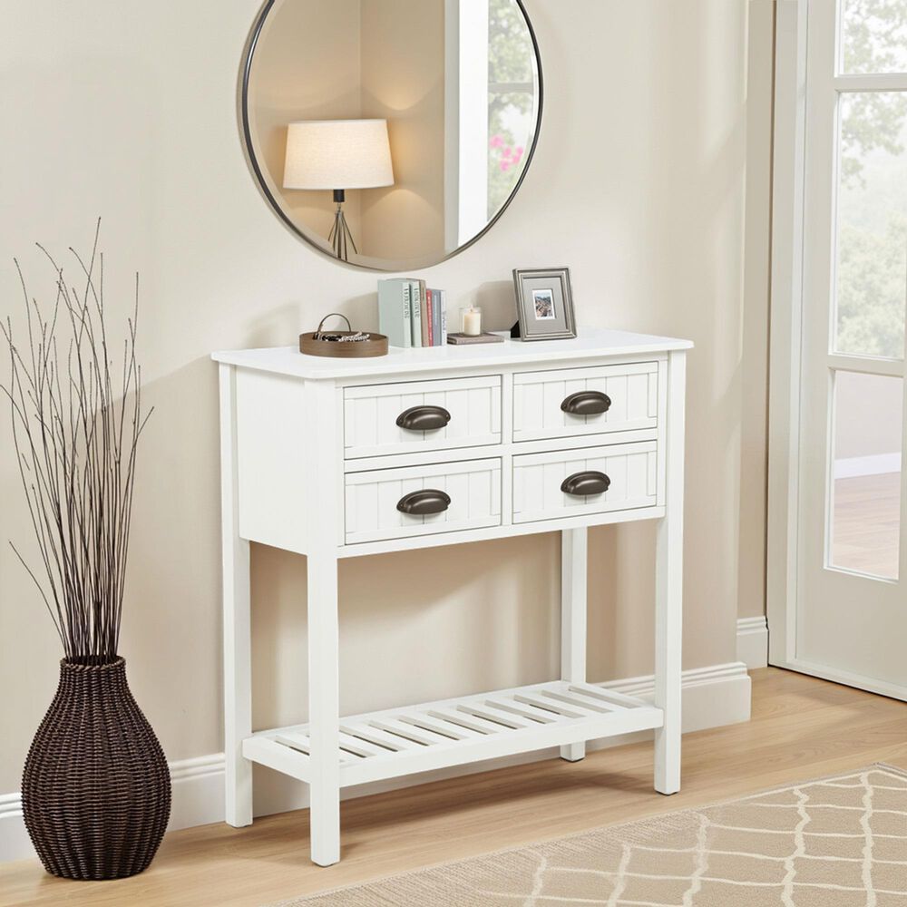 Linon Home Decor Brimley Beadboard Console Table in Antique White, , large