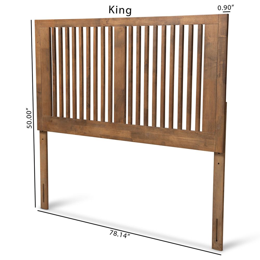 Baxton Studio Harena King Slat Headboard in Ash Walnut, , large