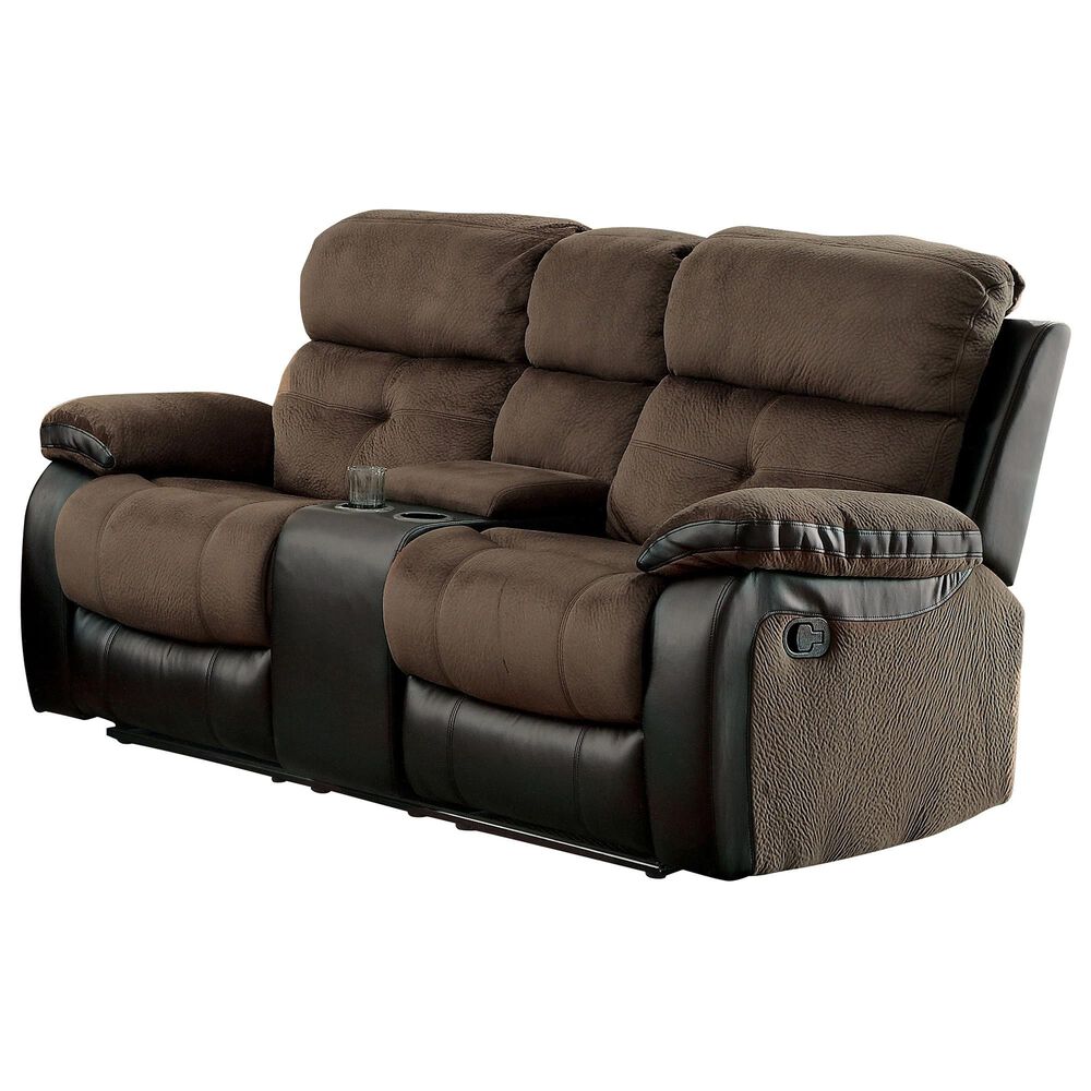 Furniture of America Engel 3-Piece Manual Reclining Living Room Set in Brown and Black, , large