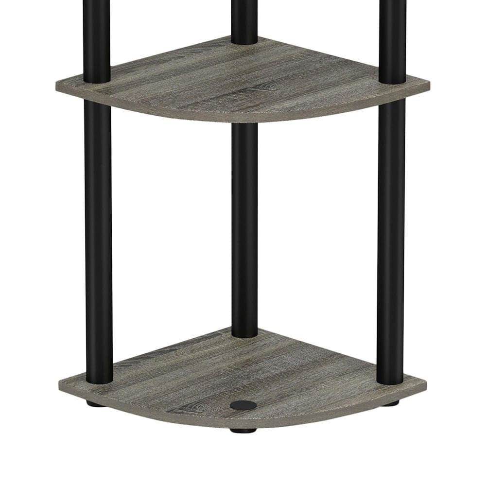 HOMLUX Turn-N-Tube 3-Tier Corner Bookshelf in French Oak and Black, , large