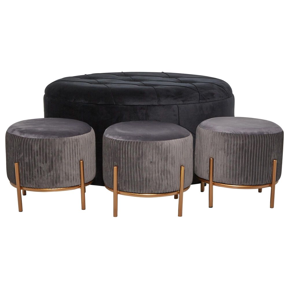 Maple and Jade Glam Metal Storage Ottoman in Multi Colored (Set of 4), , large