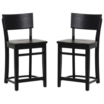 Linon Home Decor Briggs Counter Stool in Black (Set of 2), , large